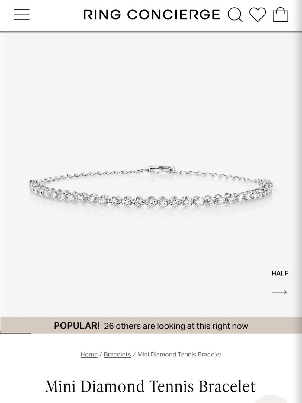 Ring Concierge Mini Diamond Tennis Bracelet - Silver White Sparkle